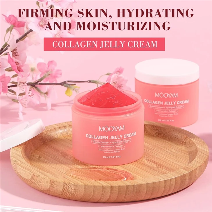 Custom Glowing Lightening Face Cream Overnight Hydrolyzed Collagen Niacinamide Moisturizing Collagen Jelly Cream factory
